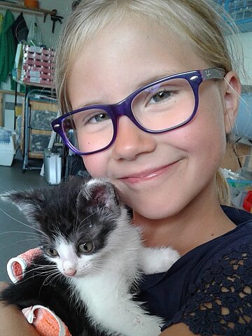 Mit einer Katze schmusen tut gut. Mit einer Katze schmusen tut gut.