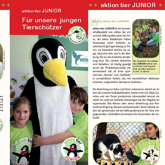 aktion tier Projekt JUNIOR <br/> Ein aktion tier Projekt für junge Tierschützer aktion tier Flyer JUNIOR