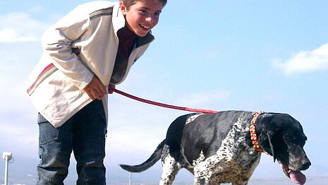 Der richtige Umgang mit Hunden wird den Kindern vermittelt.