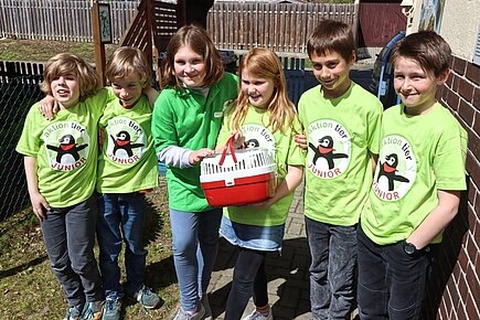 Die Igelfreunde v.li. Raphael, Simon, Luise, Ella, Jan und Luca