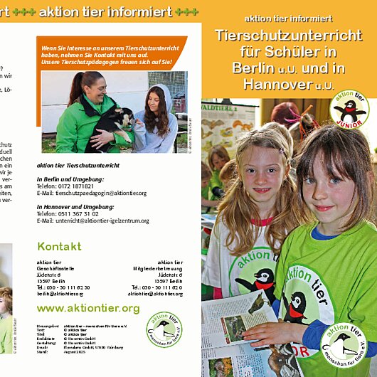aktion tier informiert <br/>Tierschutzunterricht für Schüler in Berlin u.U. und in Hannover u.U.