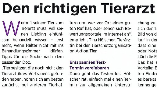 08.06.2021, Den richtigen Tierarzt für Hund und Katze finden, Dresdener Neue Nachrichten