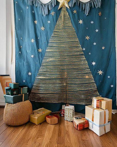 Wandtuch mit Weihnachtsbaummotiv (z.B. aus Stoffresten)