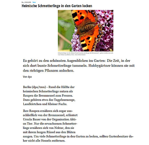 Münstersche Zeitung - Heimische Schmetterlinge in den Garten locken