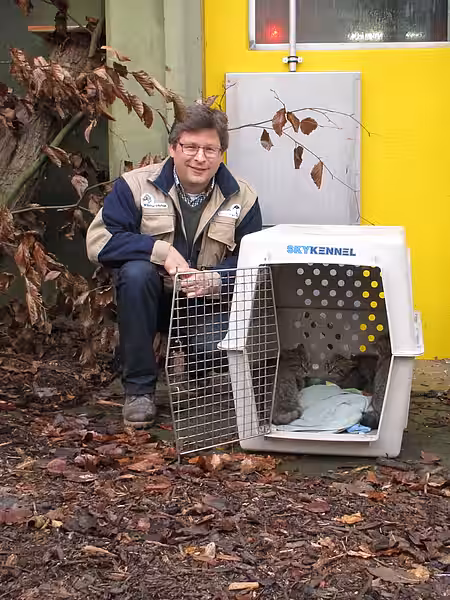 Dr. Florian Brandes im Wildkatzengehege