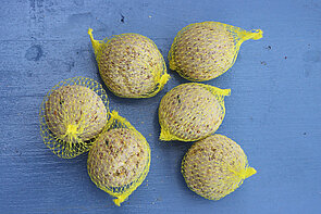 Meisenknödel in Plastiknetzen