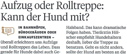 19. Oktober 2024 | Pforzheimer Zeitung | Aufzug oder Rolltreppe: Kann der Hund mit?