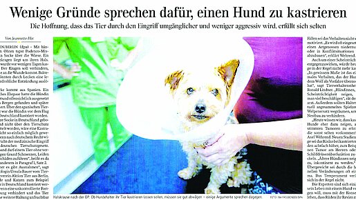 21.07.2021, Wenige Gründe sprechen dafür, einen Hund zu kastrieren, Schwäbische Zeitung, Laupheim